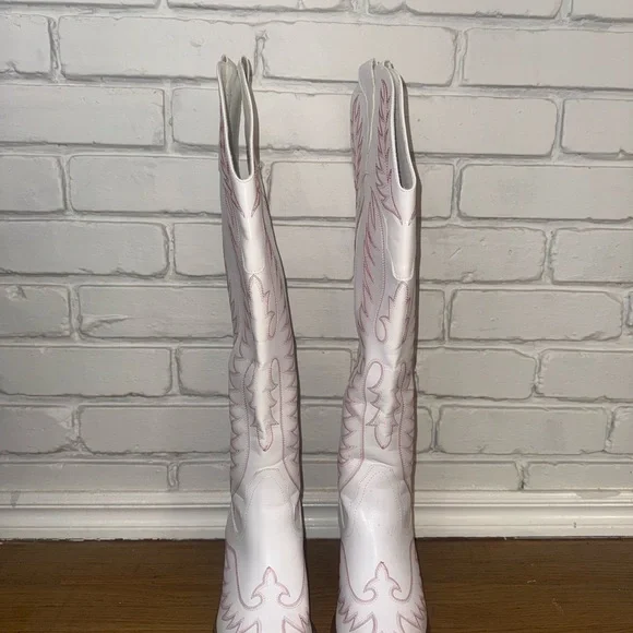 ASOS White Over-the-Knee Western Boots - Picture 2 of 5